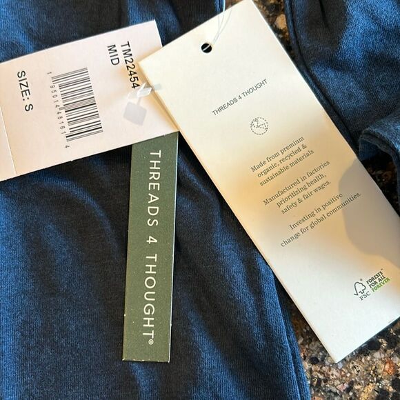 NEW Threads 4 Thought Mens Navy Blue Jersey Pullover T Shirt Hoodie - Picture 3 of 5